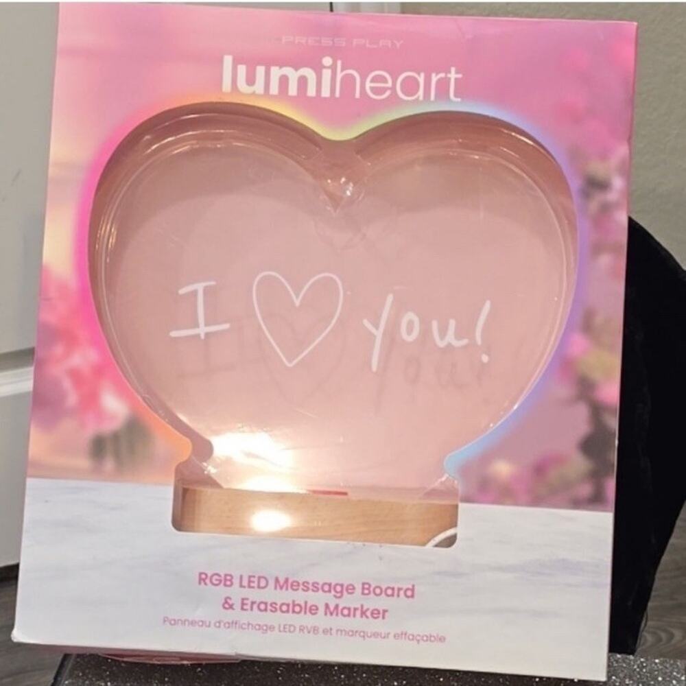 Lumiheart RGB LED Message Board & Erasable Marker Heart Shape Lights Up